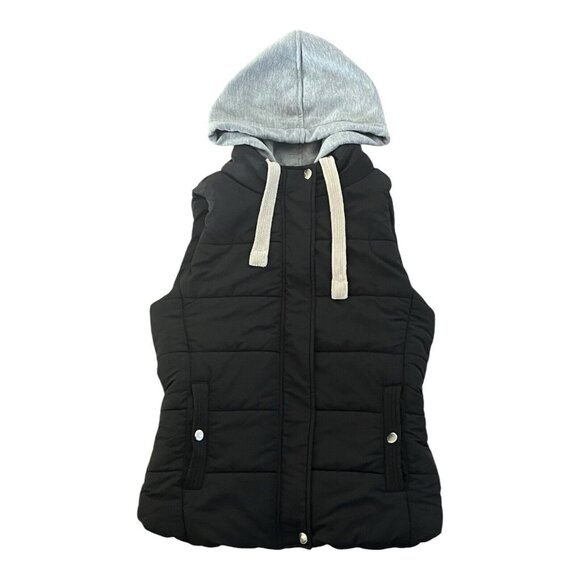 Love Tree Womens Vest Hoodie Puffer Style Quilted Black Size Medium - Picture 1 of 9